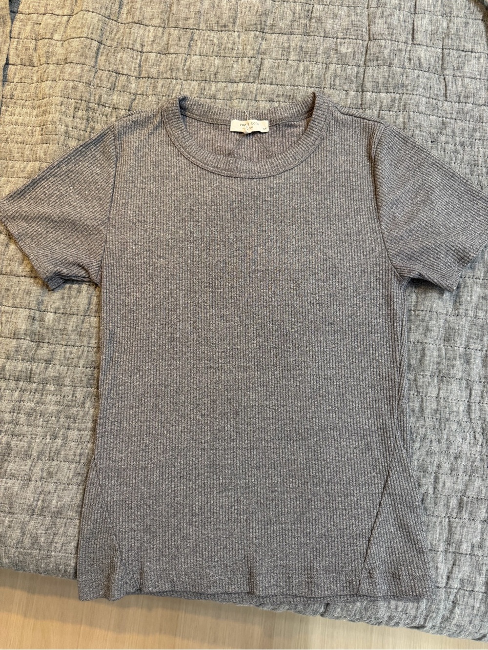 rag & bone Short Sleeve Ribbed Tee in Heather Gray